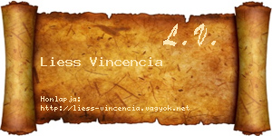 Liess Vincencia névjegykártya